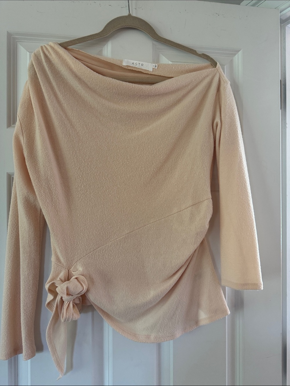 ASTR Cream Off-the-Shoulder Tie-Waist Sweater